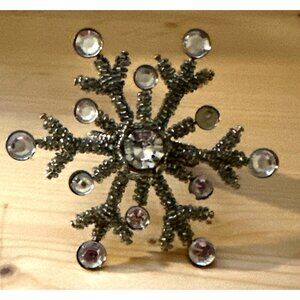 Whimsical Glitzy Jeweled Snowflake Napkin Ring Holder Rhinestone Festive Elegant